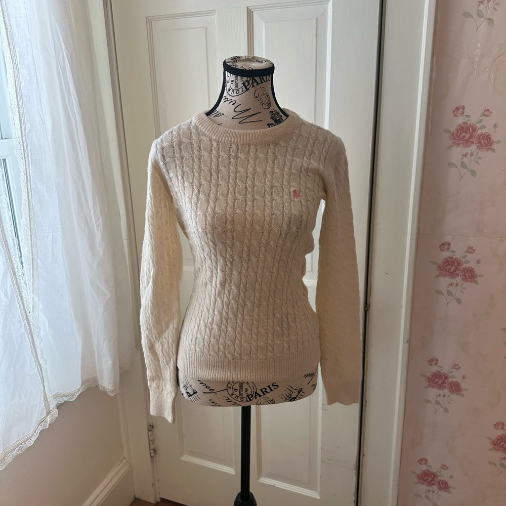 💖Jack Wills Pure Merino Wool Cream Cable Knit Sweater⭐️